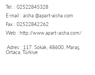Aisha Apart Hotel iletiim bilgileri